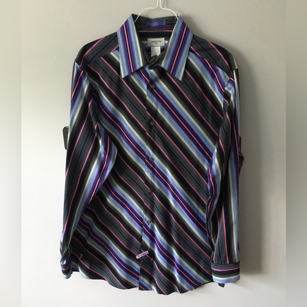 Claiborne Luxe Retro Stripe Long Sleeved Men's Shirt
